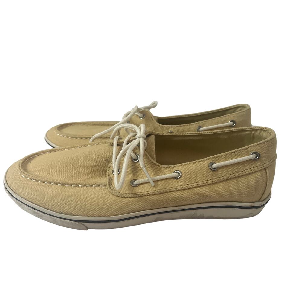 US Polo Assn Mens Canvas Boat Shoes Tan Beige Deck Nautical Old Money‎ Summer